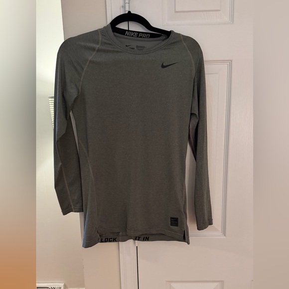 Nike Pro Dri-FIT Compression Long Sleeve Shirt Men’s Large Gray Training Top - Picture 1 of 8